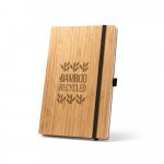 BUARQUE POCKET. Caderno de bolso com capa e contracapa em placa de bambu e lombada em poli&eacute;ster 100% reciclado, com p&aacute;ginas lisas recicladas - Preto