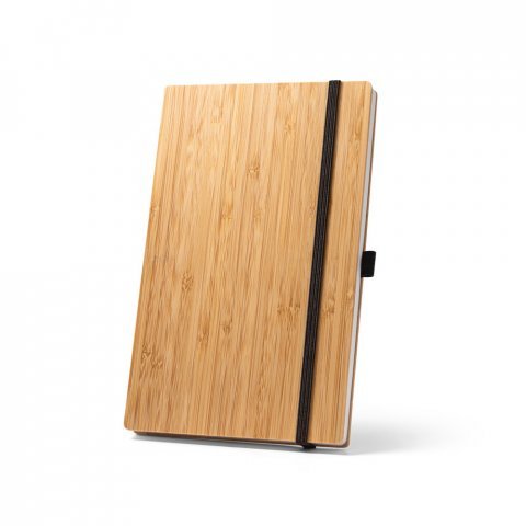 BUARQUE POCKET. Caderno de bolso com capa e contracapa em placa de bambu e lombada em poli&eacute;ster 100% reciclado, com p&aacute;ginas lisas recicladas - Preto