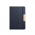 M&Aacute;RQUEZ. Caderno A5 de capa dura em tecido PET 100% reciclado, com p&aacute;ginas pautadas recicladas - Azul marinho