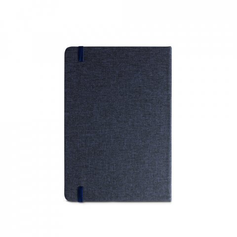 M&Aacute;RQUEZ. Caderno A5 de capa dura em tecido PET 100% reciclado, com p&aacute;ginas pautadas recicladas - Azul marinho