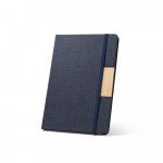 M&Aacute;RQUEZ. Caderno A5 de capa dura em tecido PET 100% reciclado, com p&aacute;ginas pautadas recicladas - Azul marinho
