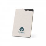LOBATO. Caderno A5 de capa dura em tecido PET 100% reciclado, com p&aacute;ginas pautadas recicladas - Bege