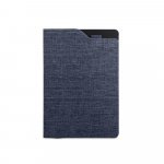 LOBATO. Caderno A5 de capa dura em tecido PET 100% reciclado, com p&aacute;ginas pautadas recicladas - Azul marinho
