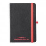 ROTH. Caderno A5 de capa dura em PU, com p&aacute;ginas pautadas - Vermelho