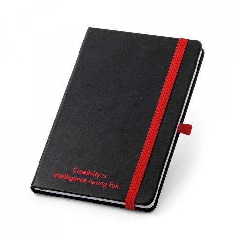 ROTH. Caderno A5 de capa dura em PU, com p&aacute;ginas pautadas - Vermelho