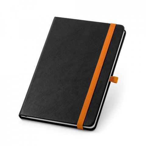 ROTH. Caderno A5 de capa dura em PU, com p&aacute;ginas pautadas - Laranja