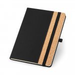 TORDO. Caderno A5 em corti&ccedil;a com p&aacute;ginas pautadas - Preto