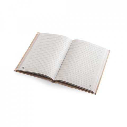 COCOPAD. Caderno A5 em casca de coco (60%) e trapos de algod&atilde;o (40%), com 160 p&aacute;ginas pautadas recicldas - Marron claro