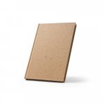 COCOPAD. Caderno A5 em casca de coco (60%) e trapos de algod&atilde;o (40%), com 160 p&aacute;ginas pautadas recicldas - Marron claro