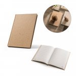 COCOPAD. Caderno A5 em casca de coco (60%) e trapos de algod&atilde;o (40%), com 160 p&aacute;ginas pautadas recicldas