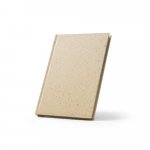 BARLEYPAD. Caderno A5 com res&iacute;duos da cevada (25%) e trapos de algod&atilde;o reciclado (75%), com p&aacute;ginas pautadas recicladas - Champanhe
