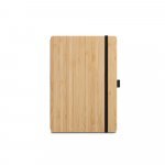 GAIMAN. Conjunto de caderno A5 em bambu com p&aacute;ginas pautadas e caneta esferogr&aacute;fica em bambu - Preto