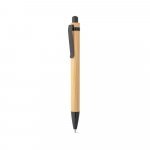 GAIMAN. Conjunto de caderno A5 em bambu com p&aacute;ginas pautadas e caneta esferogr&aacute;fica em bambu - Preto