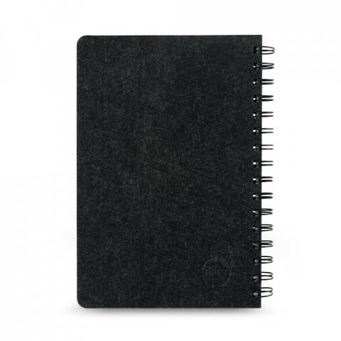 MISHIMA. Caderno A5 de capa semi-r&iacute;gida em feltro 100% reciclado, com p&aacute;ginas pautadas - Cinza escuro
