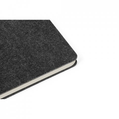MISHIMA. Caderno A5 de capa semi-r&iacute;gida em feltro 100% reciclado, com p&aacute;ginas pautadas - Cinza escuro