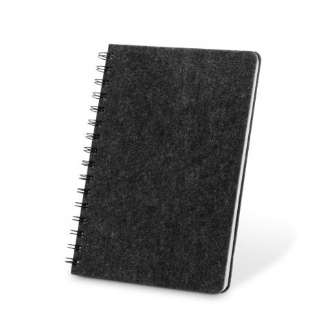 MISHIMA. Caderno A5 de capa semi-r&iacute;gida em feltro 100% reciclado, com p&aacute;ginas pautadas - Cinza escuro