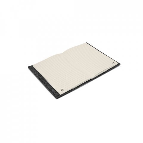 BALDWIN. Caderno A5 com capa em feltro 100% reciclado, com p&aacute;ginas pautadas recicladas - Cinza escuro