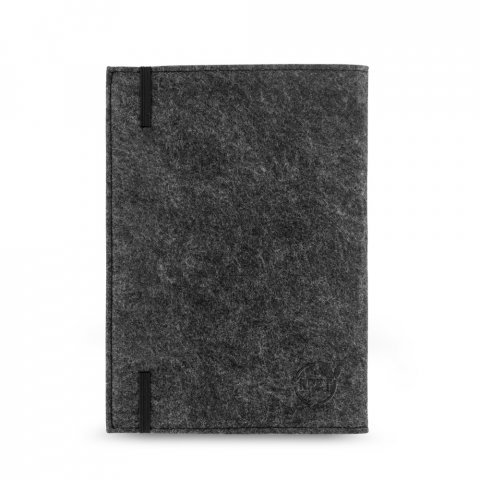 BALDWIN. Caderno A5 com capa em feltro 100% reciclado, com p&aacute;ginas pautadas recicladas - Cinza escuro