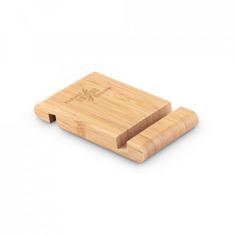 HABER. Suporte para celular com duas canaletas de tamanhos diferentes, em bambu - Natural