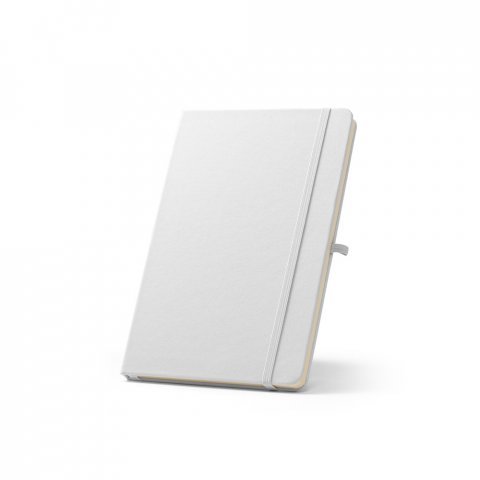 ANNE SUB. Caderno A5 de capa dura em poli&eacute;ster 100% reciclado 300D ideal para personaliza&ccedil;&atilde;o em sublima&ccedil;&atilde;o - Branco