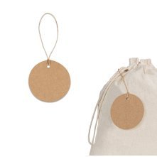 LABEL ROUND. Etiqueta em papel 100% reciclado (700 g/m&sup2;) com formato circular