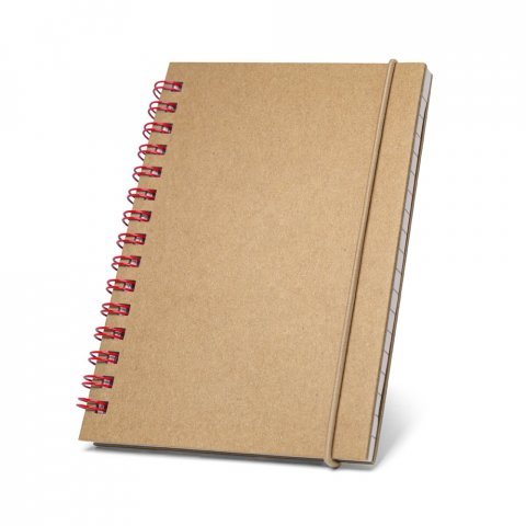 MARLOWE. Caderno de bolso espiral de capa dura em cart&atilde;o, com p&aacute;ginas pautadas recicladas - Vermelho