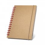 MARLOWE. Caderno de bolso espiral de capa dura em cart&atilde;o, com p&aacute;ginas pautadas recicladas - Vermelho