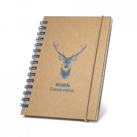 MARLOWE. Caderno de bolso espiral de capa dura em cart&atilde;o, com p&aacute;ginas pautadas recicladas - Azul royal