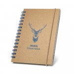MARLOWE. Caderno de bolso espiral de capa dura em cart&atilde;o, com p&aacute;ginas pautadas recicladas - Azul royal