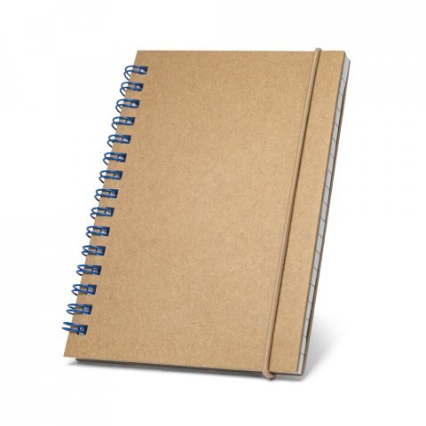 MARLOWE. Caderno de bolso espiral de capa dura em cart&atilde;o, com p&aacute;ginas pautadas recicladas - Azul royal