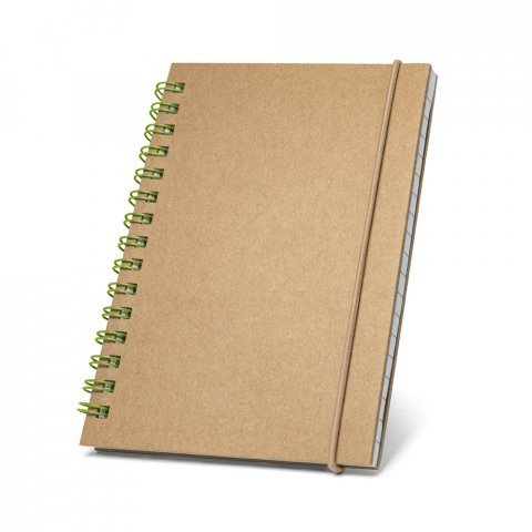 MARLOWE. Caderno de bolso espiral de capa dura em cart&atilde;o, com p&aacute;ginas pautadas recicladas - Verde claro