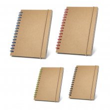 MARLOWE. Caderno de bolso espiral de capa dura em cart&atilde;o, com p&aacute;ginas pautadas recicladas
