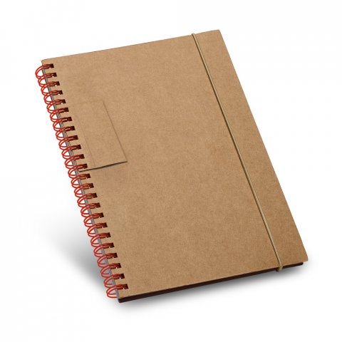 GARDEN. Caderno B6 de capa dura em cart&atilde;o, com p&aacute;ginas pautadas recicladas - Vermelho