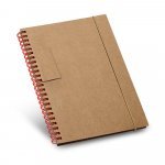 GARDEN. Caderno B6 de capa dura em cart&atilde;o, com p&aacute;ginas pautadas recicladas - Vermelho