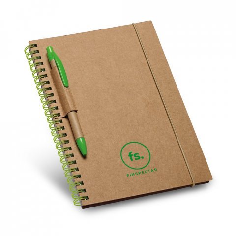 GARDEN. Caderno B6 de capa dura em cart&atilde;o, com p&aacute;ginas pautadas recicladas - Verde claro