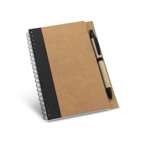 ASIMOV. Caderno B6 espiral de capa dura em cart&atilde;o, com p&aacute;ginas lisas recicladas - Preto
