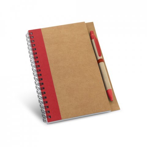 ASIMOV. Caderno B6 espiral de capa dura em cart&atilde;o, com p&aacute;ginas lisas recicladas - Vermelho
