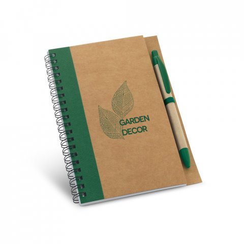 ASIMOV. Caderno B6 espiral de capa dura em cart&atilde;o, com p&aacute;ginas lisas recicladas - Verde