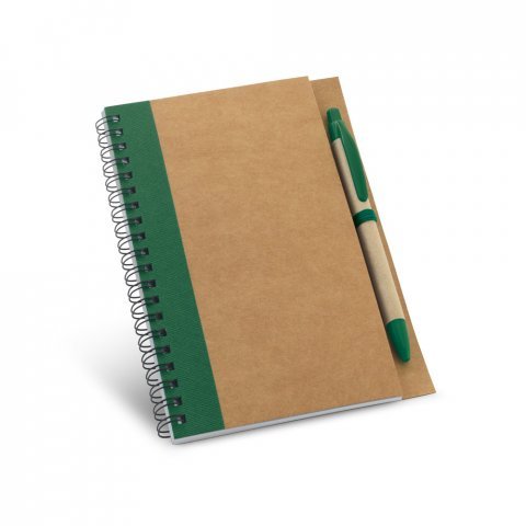 ASIMOV. Caderno B6 espiral de capa dura em cart&atilde;o, com p&aacute;ginas lisas recicladas - Verde