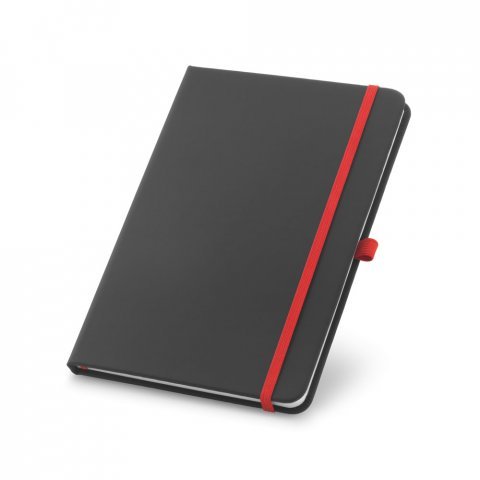 CORBIN. Caderno A5 de capa dura em c.sint&eacute;tico, com p&aacute;ginas pautadas - Vermelho