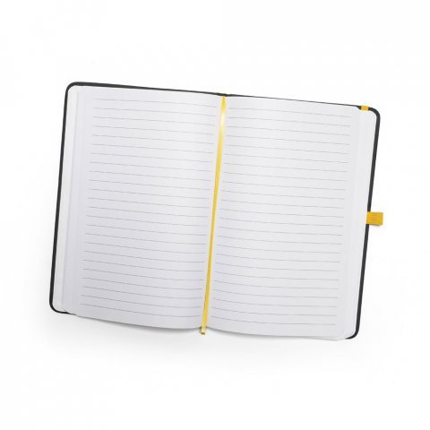 CORBIN. Caderno A5 de capa dura em c.sint&eacute;tico, com p&aacute;ginas pautadas - Amarelo