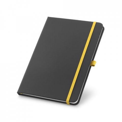 CORBIN. Caderno A5 de capa dura em c.sint&eacute;tico, com p&aacute;ginas pautadas - Amarelo