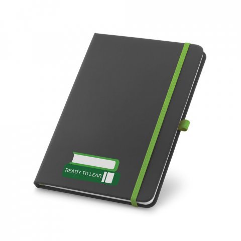 CORBIN. Caderno A5 de capa dura em c.sint&eacute;tico, com p&aacute;ginas pautadas - Verde claro