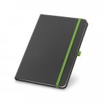 CORBIN. Caderno A5 de capa dura em c.sint&eacute;tico, com p&aacute;ginas pautadas - Verde claro