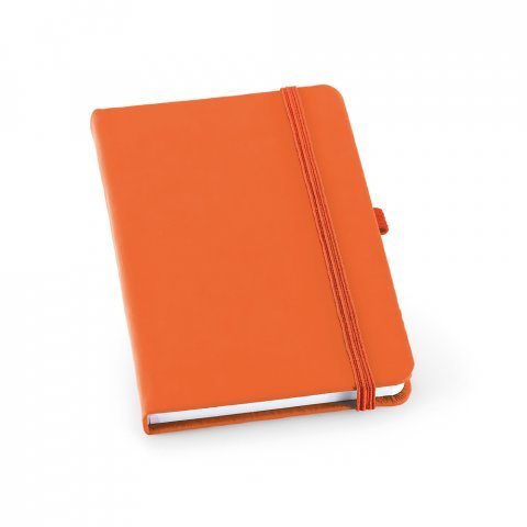 GRIMM. Caderno A6 de capa dura em c.sint&eacute;tico com p&aacute;ginas pautadas - Laranja