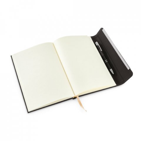 LISPECTOR. Caderno A5 em c.sint&eacute;tico com p&aacute;ginas lisas - Preto