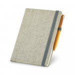 CARREY. Caderno A5 em canvas (poli&eacute;ster) com p&aacute;ginas lisas - Cinza