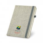 CARREY. Caderno A5 em canvas (poli&eacute;ster) com p&aacute;ginas lisas - Cinza
