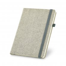 CARREY. Caderno A5 em canvas (poli&eacute;ster) com p&aacute;ginas lisas