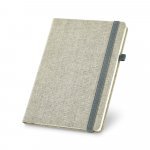 CARREY. Caderno A5 em canvas (poli&eacute;ster) com p&aacute;ginas lisas - Cinza